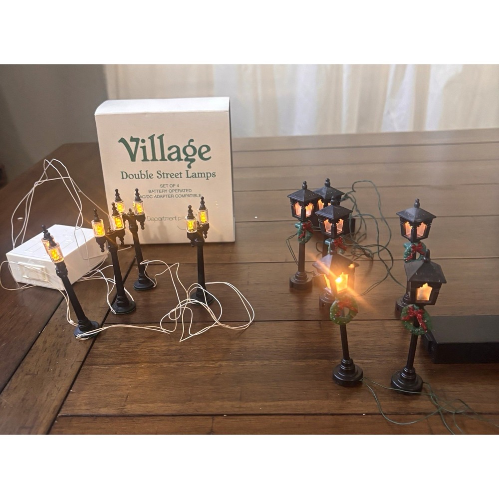 Department 56 Village Street Lamps Lot of 10 Double & Wreath Lights 59960 Tested